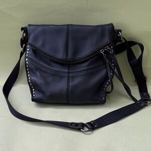 Black The SAK Pebble Leather Crossbody Bag with Silver Hardware